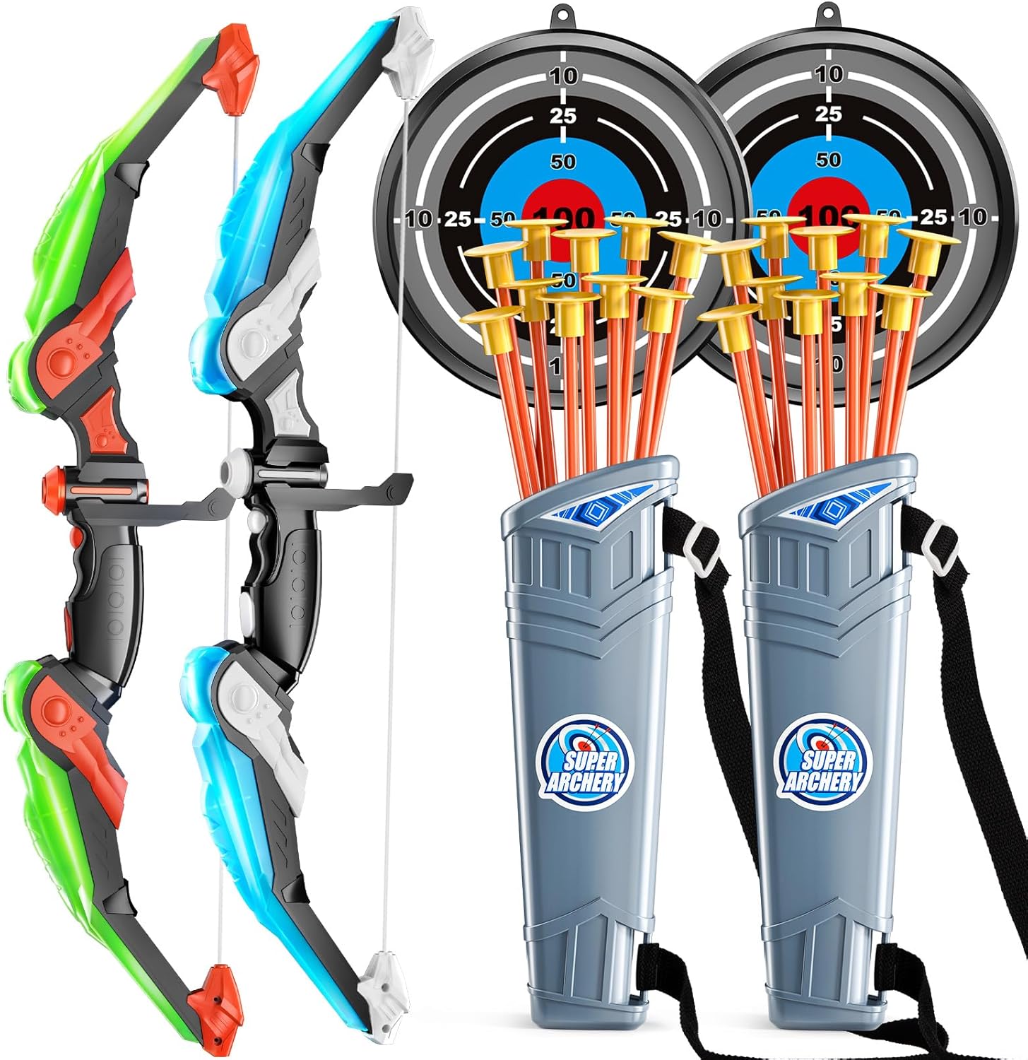 Kids Outdoor Archery Set - 子供用弓矢セット - アーチェリーおもちゃセット - 吸盤付き LED