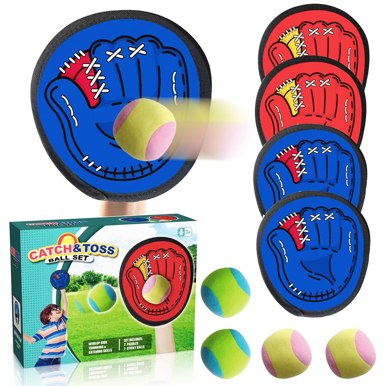 Kids Outdoor Dome - 4 セット子供吸盤粘着ボールおもちゃアウトドアスポーツキャッチボールゲームセットスローとキャッチ親子インタラクティブ屋外おもちゃ