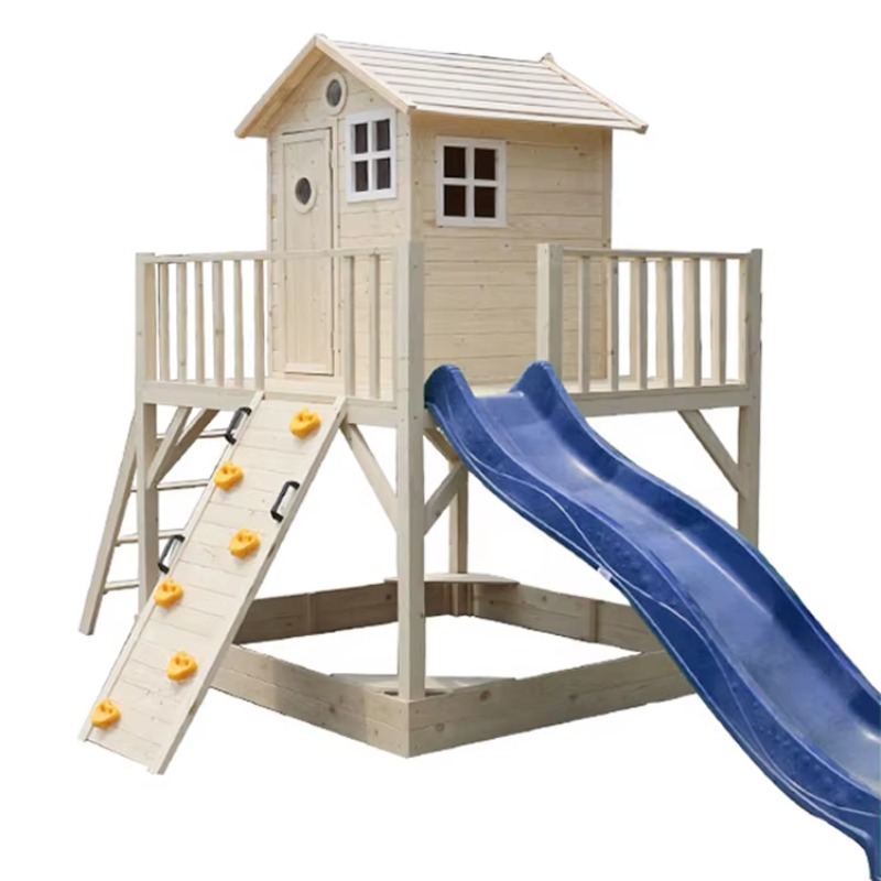 Kids Outdoor Wooden Playhouse - 屋外木製プレイハウス幼児用木製プレイハウスプラスチック製プレイハウス滑り台子供用遊び場
