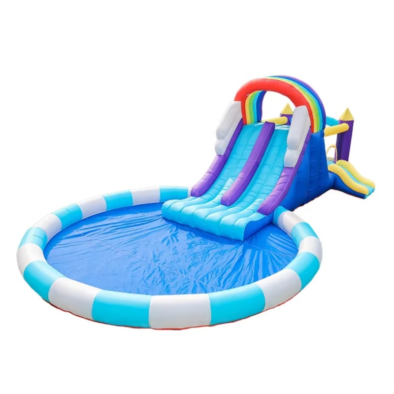 Kids Outdoor Water Slide - 巨大レインボーインフレータブルウォータースライド、子供用PVC製、屋内外兼用、家庭、学校、住宅、ショッピングモール用