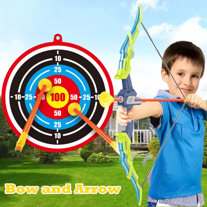 Kids Outdoor Archery Set - 子供用アーチェリーセット 弓矢 光る吸盤ターゲット 屋外射撃スポーツゲーム 光る弓矢おもちゃ 男の子