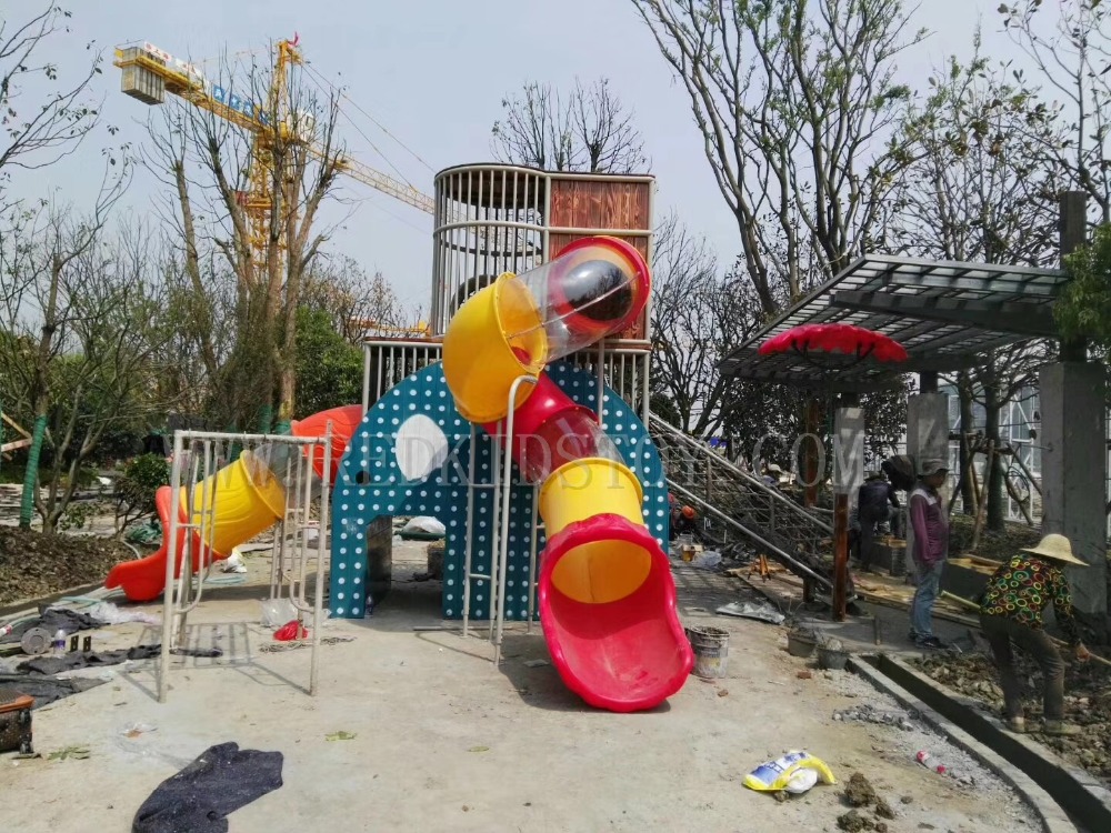 Kids Outdoor Gym Equipment - 2018年新製品 CE認証取得済み シティテーマパーク遊具 カートゥーンゾウ キッズプレイ機器 プラスチックとロープ製