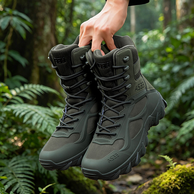 Outdoor Kid - 男性の戦術的なブーツカジュアル超軽量トレーニング安全作業防水屋外男性軍ブーツ迅速な応答足首狩猟ブーツ