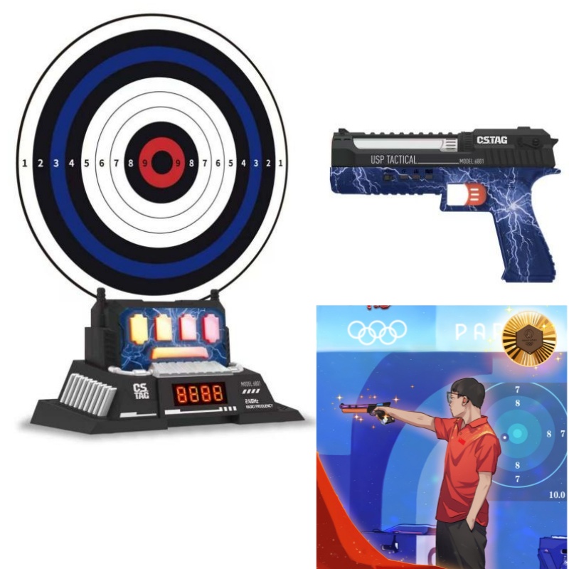 Outdoor Kid - CSTAG AI ターゲット射撃競技レーザーピストルセット インテリジェントスコアリングゲーム 屋内屋外スポーツゲーム キッズボーイズおもちゃギフト