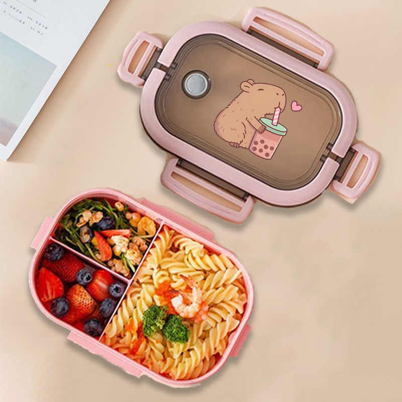 Kids Outdoor Mud Kitchen Accessories - カピバラ弁当箱アニメ動物プリント食品保存容器子供学校ピクニック弁当箱男の子女の子オフィスディナーケース