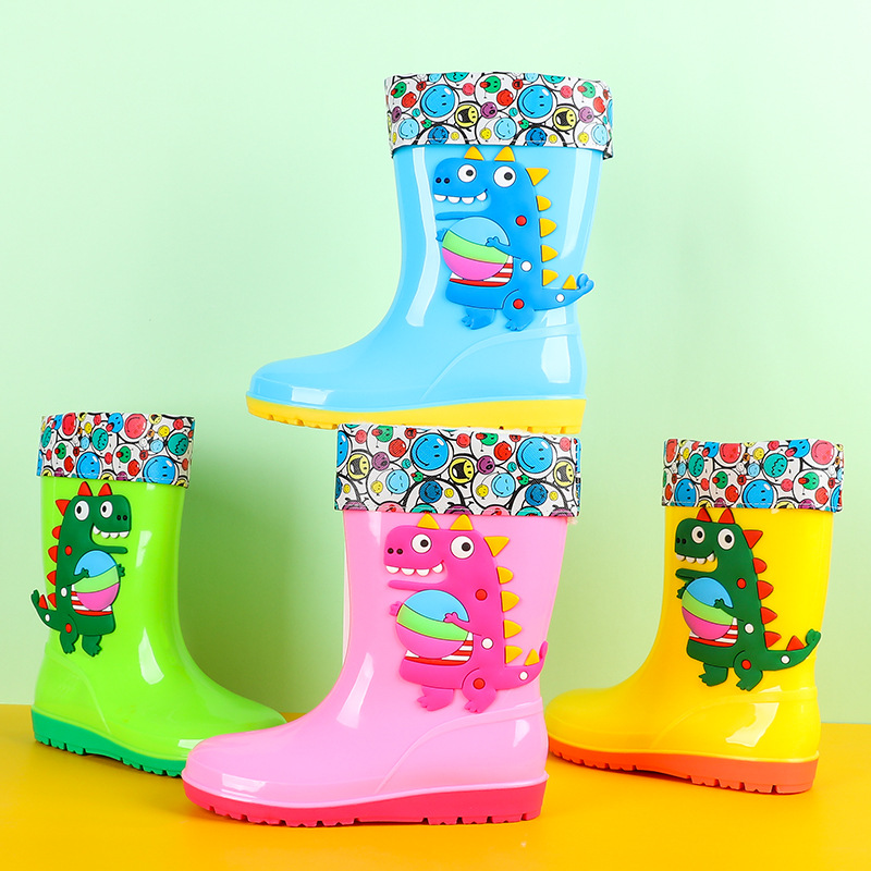 Kids Outdoor Water Play - 子供恐竜レインブーツ子供ミッドカーフぬいぐるみウォーターブーツ少年少女ゴム靴子供かわいいレインシューズ屋外水遊び