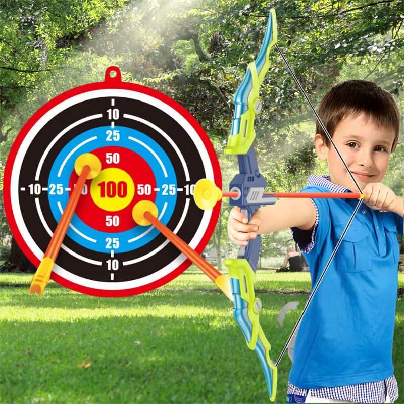 Kids Outdoor Archery Set - 子供用アーチェリーセット 弓矢 ライトアップ吸盤ターゲット 屋外射撃スポーツゲーム 光る弓矢おもちゃ 男の子の誕生日プレゼント
