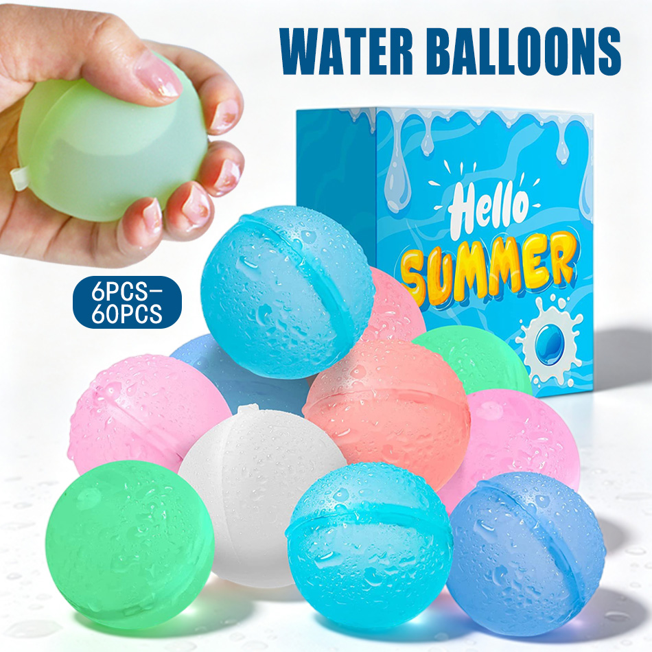 Kids Outdoor Water Play - 新しい再利用可能な水風船、詰め替え可能な水風船、クイックフィル、自動密閉式水爆弾、スプラッシュボール、スイミングプール用