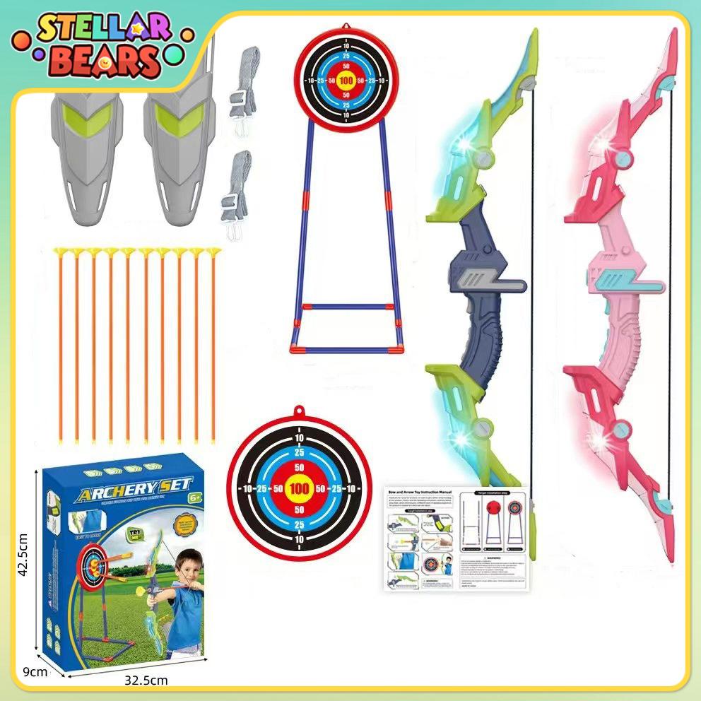Kids Outdoor Archery Set - 垂直ターゲット吸盤付き弓矢セット、子供用アーチェリー、多人数対戦、屋外射撃練習、スポーツ玩具