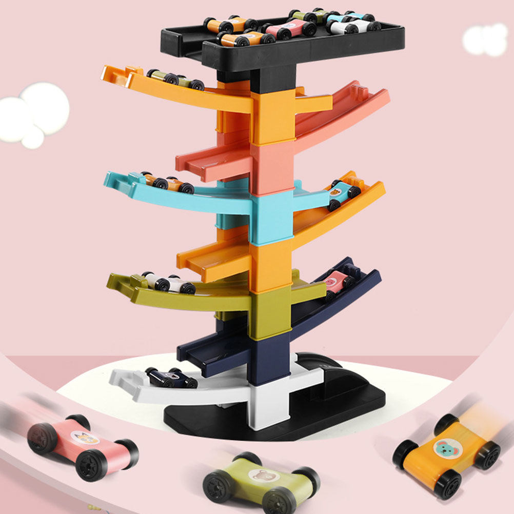 Kids Outdoor Learning Activities - 子供用カーグライディングトラック 多層レースラダー 知育早期学習プレイセット 室内屋外で楽しめるカーグライディングトラック