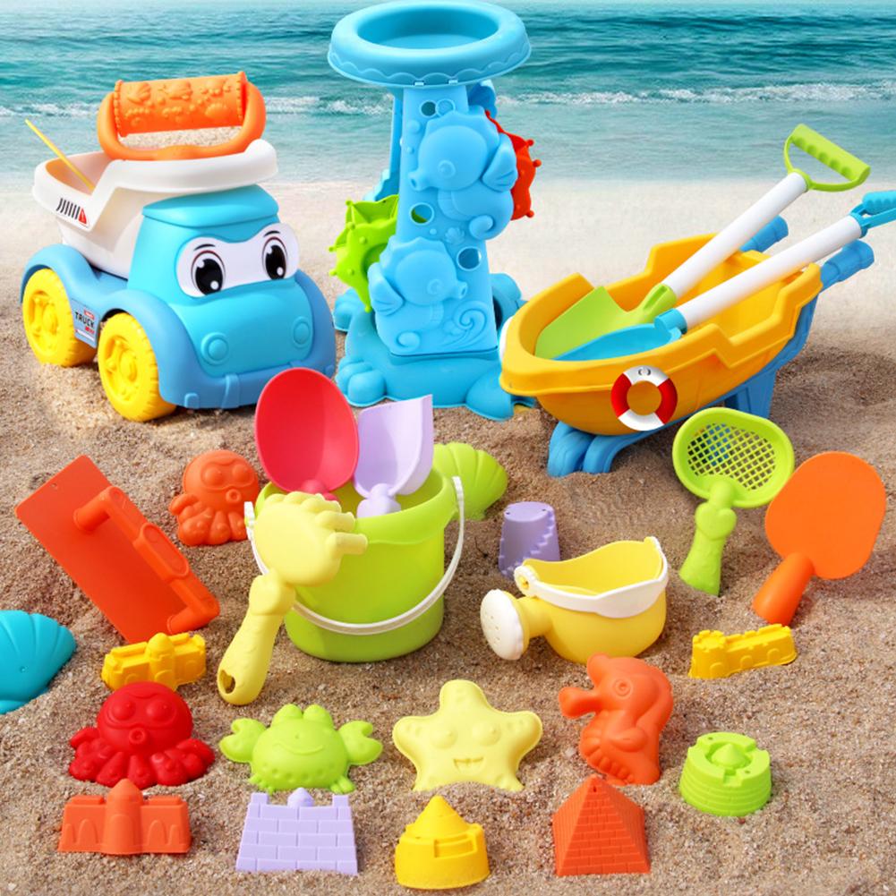 Kids Outdoor Water Play - キッズビーチおもちゃセット ベビー砂遊び＆水遊びキット バケツ、シャベル、熊手、じょうろ付き 夏の屋外砂場遊び道具