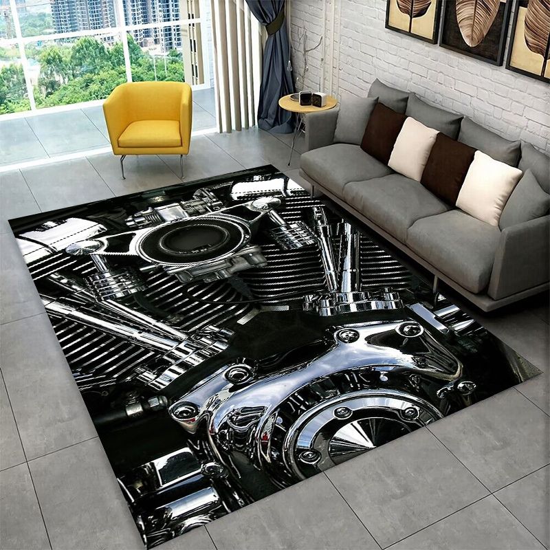 Kids Outdoor Area - レトロ H-Harleys レーシングモト ノンスリップエリアラグ リビングルーム、ベッドルーム、プレイルーム用、ソフトカーペットフロアマット ホームデコレーションラグ