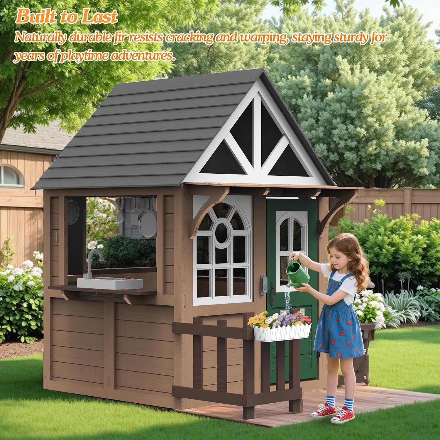 セジーン屋外用子供用プレイハウス、モミ材製キッズプレイハウス - Kids Outdoor Wooden Playhouse のレビューと価格