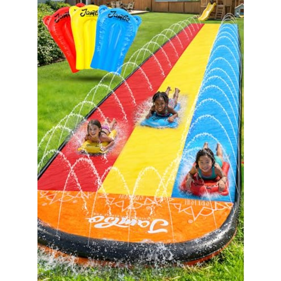 子供向け裏庭屋外水遊び：トリプルレーンのスリップ＆スプラッシ - Kids Outdoor Water Slide のレビューと価格