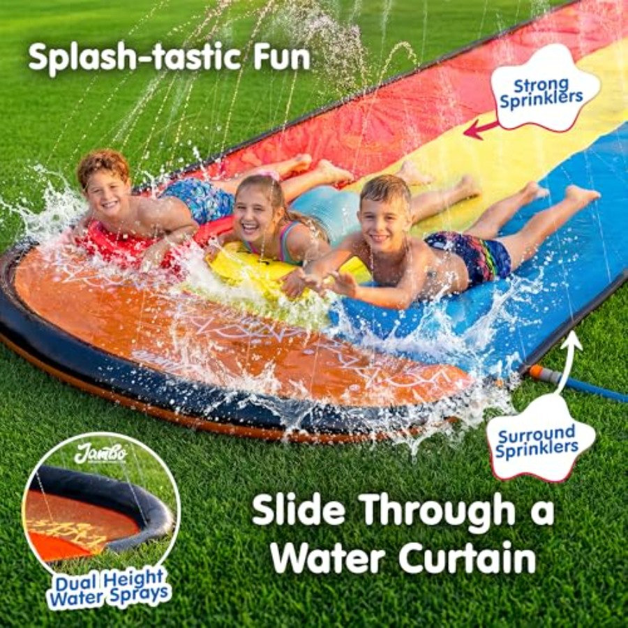 子供向け裏庭屋外水遊び：トリプルレーンのスリップ＆スプラッシ - Kids Outdoor Water Slide のレビューと価格