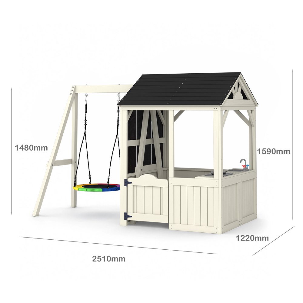 庭用家具、子供用プレイハウス、遊び場、屋外ピクニックテーブル - Kids Outdoor Wooden Playhouse のレビューと価格