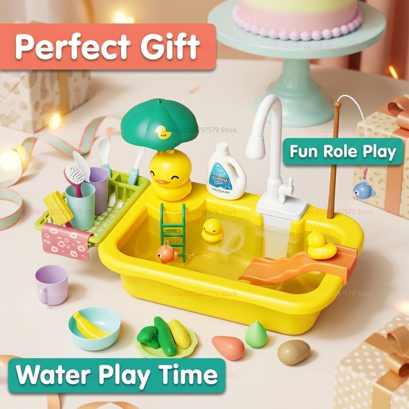 子供用キッチンシンク食器洗い機プレイセットおもちゃ、水が流れ - Kids Outdoor Mud Kitchen のレビューと価格
