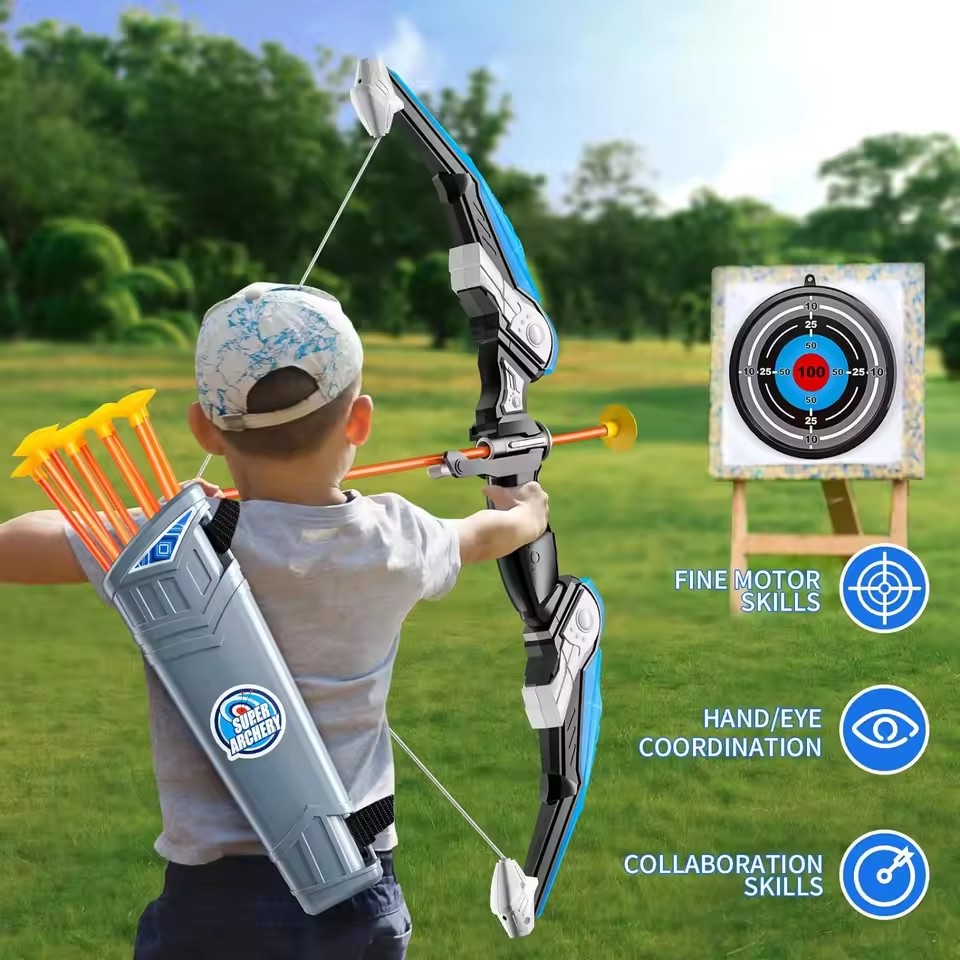 キッズLEDアーチェリーおもちゃセット、手と目のコーディネー - Kids Outdoor Archery Set のレビューと価格