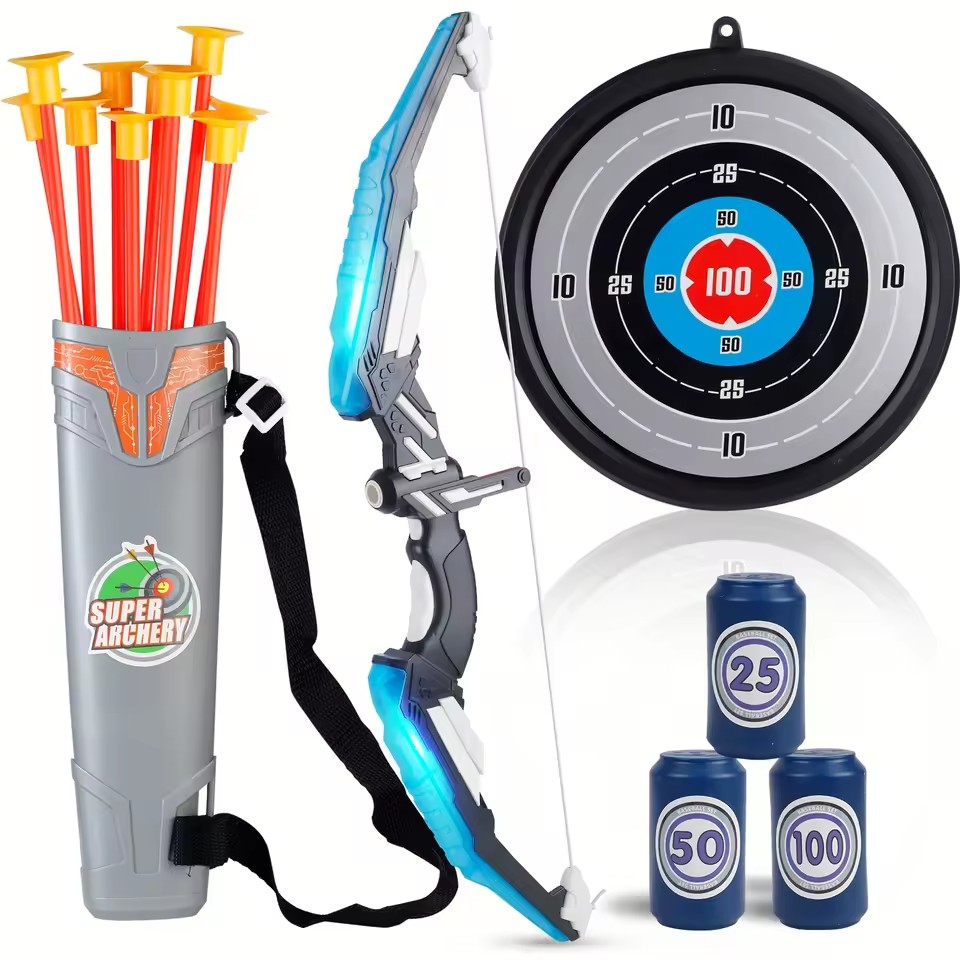 キッズLEDアーチェリーおもちゃセット、手と目のコーディネー - Kids Outdoor Archery Set のレビューと価格
