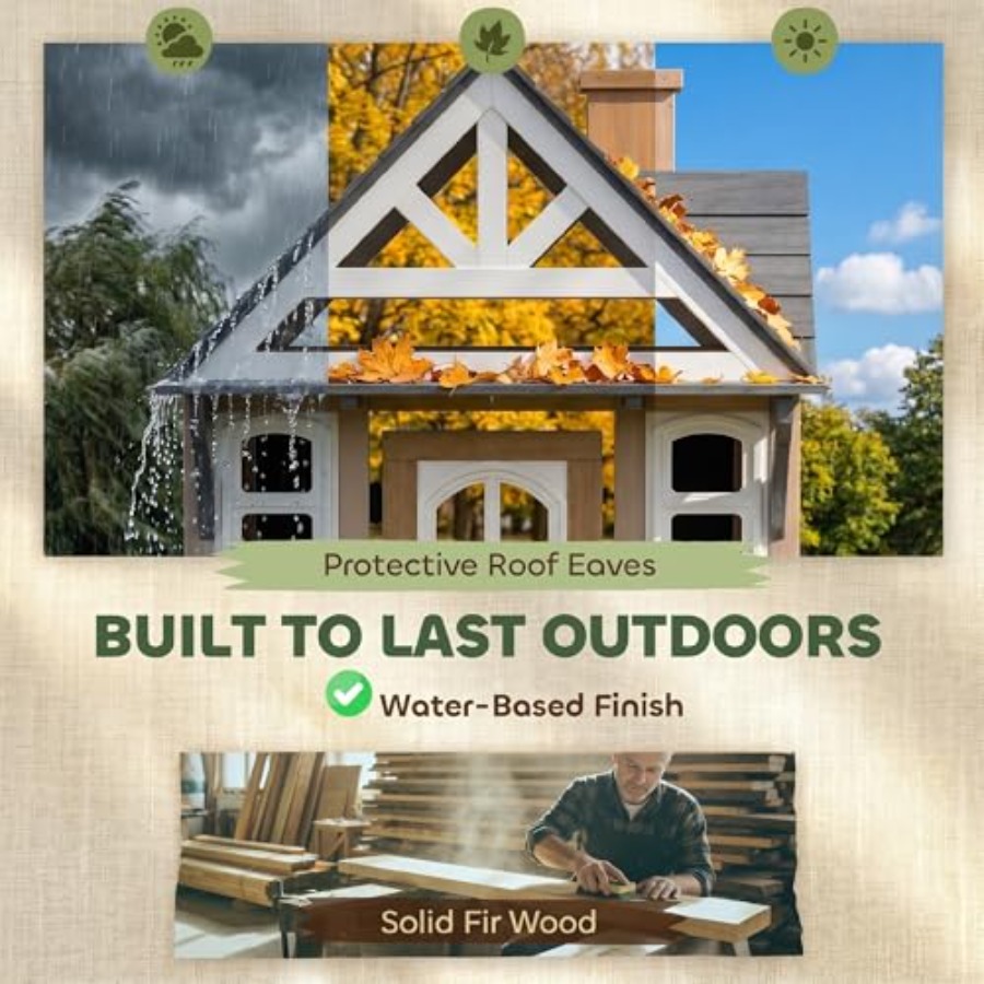 2歳以上の子供向け屋外木製プレイハウス、グレー仕上げ、犬用ド - Kids Outdoor Wooden Playhouse のレビューと価格