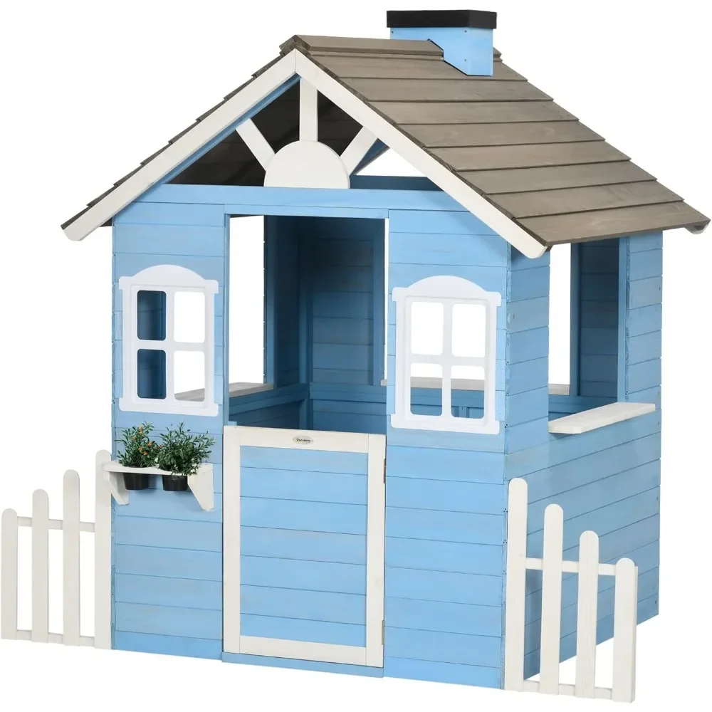 子供用プレイハウス 屋外カントリースタイル 木製プレイハウス - Kids Outdoor Wooden Playhouse のレビューと価格