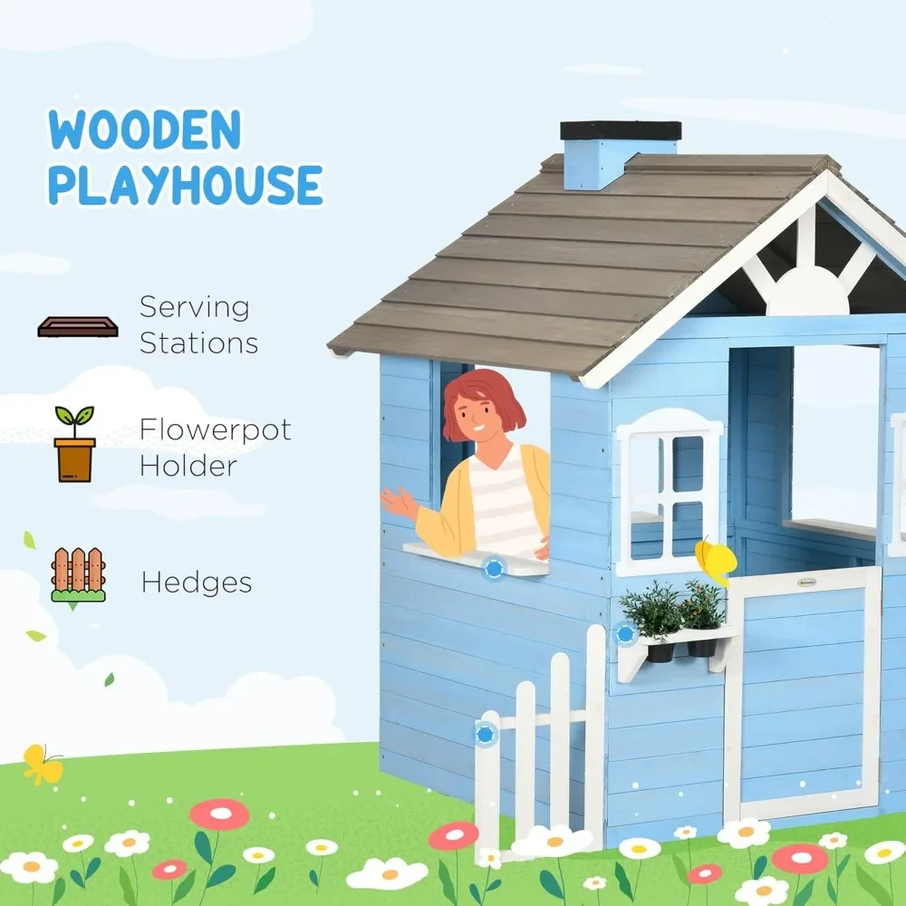 子供用プレイハウス 屋外カントリースタイル 木製プレイハウス - Kids Outdoor Wooden Playhouse のレビューと価格