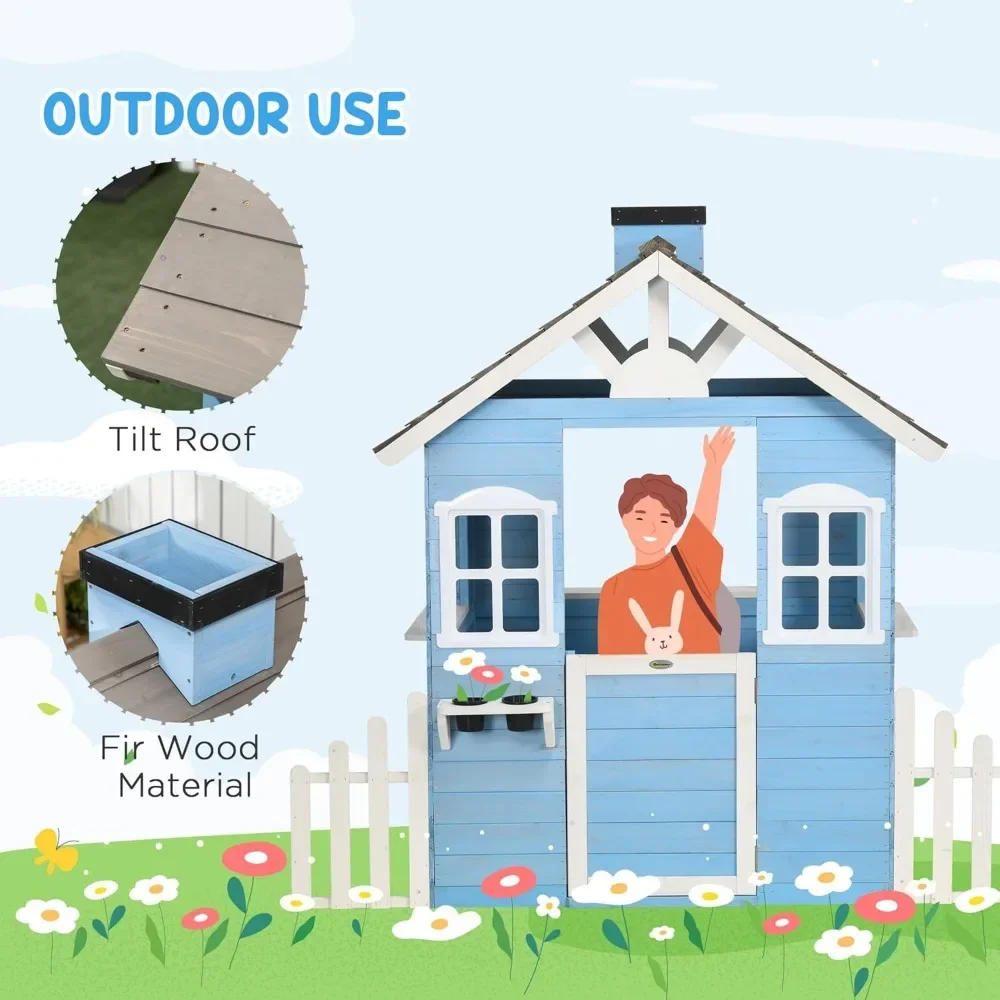 子供用プレイハウス 屋外カントリースタイル 木製プレイハウス - Kids Outdoor Wooden Playhouse のレビューと価格
