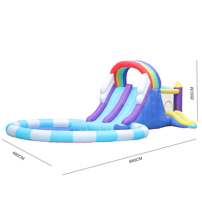 巨大レインボーインフレータブルウォータースライド、子供用PV - Kids Outdoor Water Slide のレビューと価格