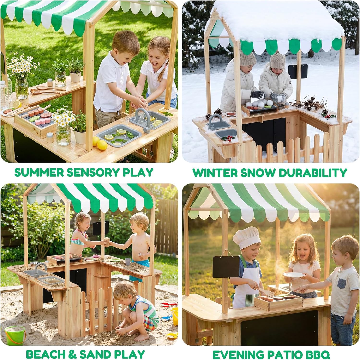 子供用屋外プレイハウス、泥遊びキッチン、バーベキューおもちゃ - Kids Outdoor Mud Kitchen のレビューと価格