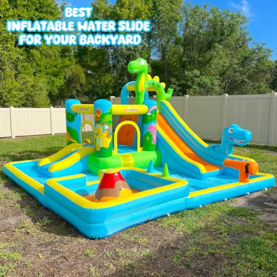 屋外裏庭用インフレータブルウォータースライド：恐竜テーマの1 - Kids Outdoor Water Slide のレビューと価格