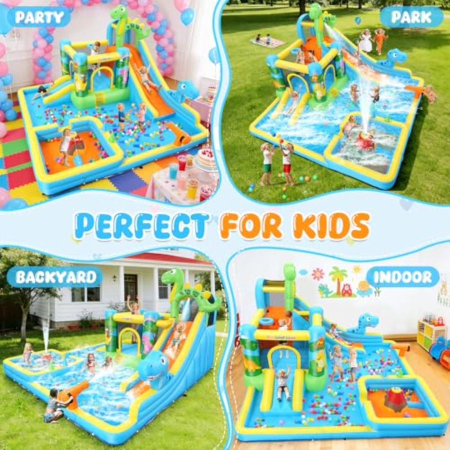 屋外裏庭用インフレータブルウォータースライド：恐竜テーマの1 - Kids Outdoor Water Slide のレビューと価格