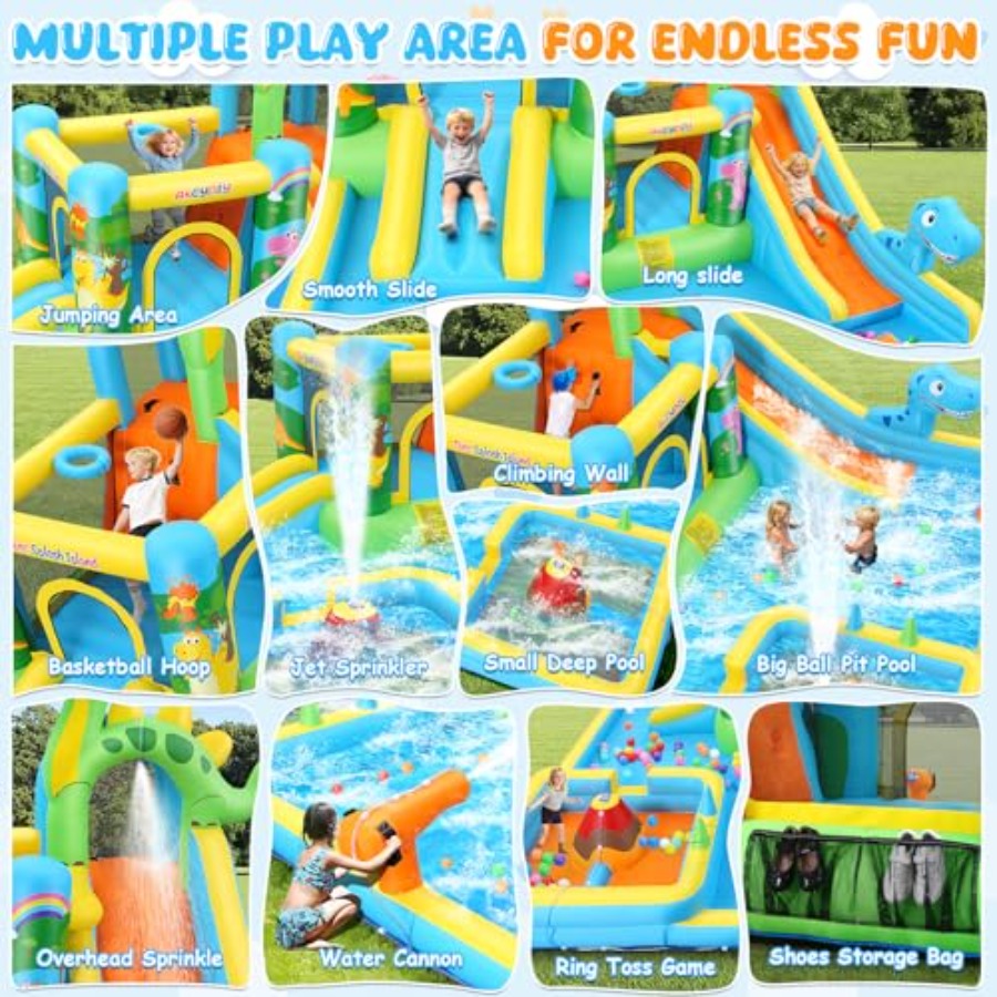 屋外裏庭用インフレータブルウォータースライド：恐竜テーマの1 - Kids Outdoor Water Slide のレビューと価格