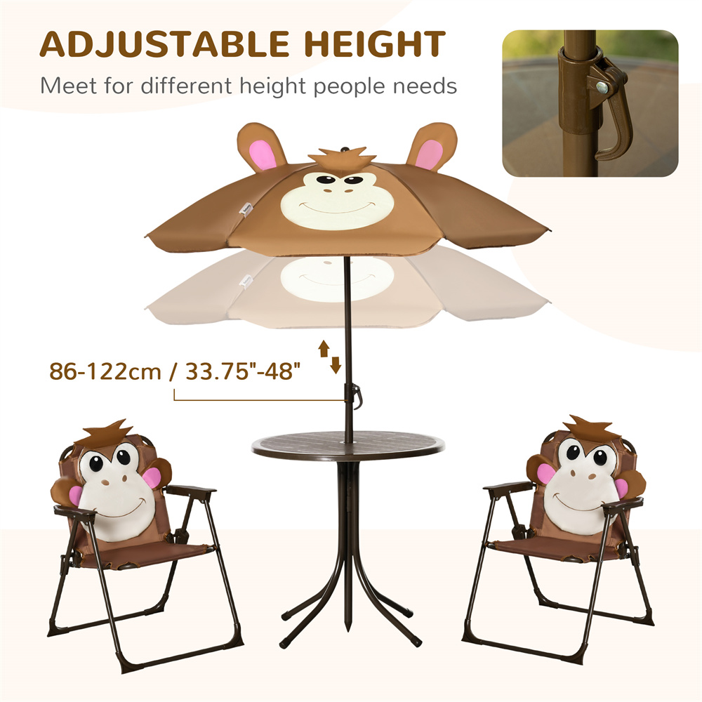 かわいい猿の子供用パティオテーブルチェアセット、取り外し可能 - Kids Outdoor Table And Chairs With Umbrella のレビューと価格