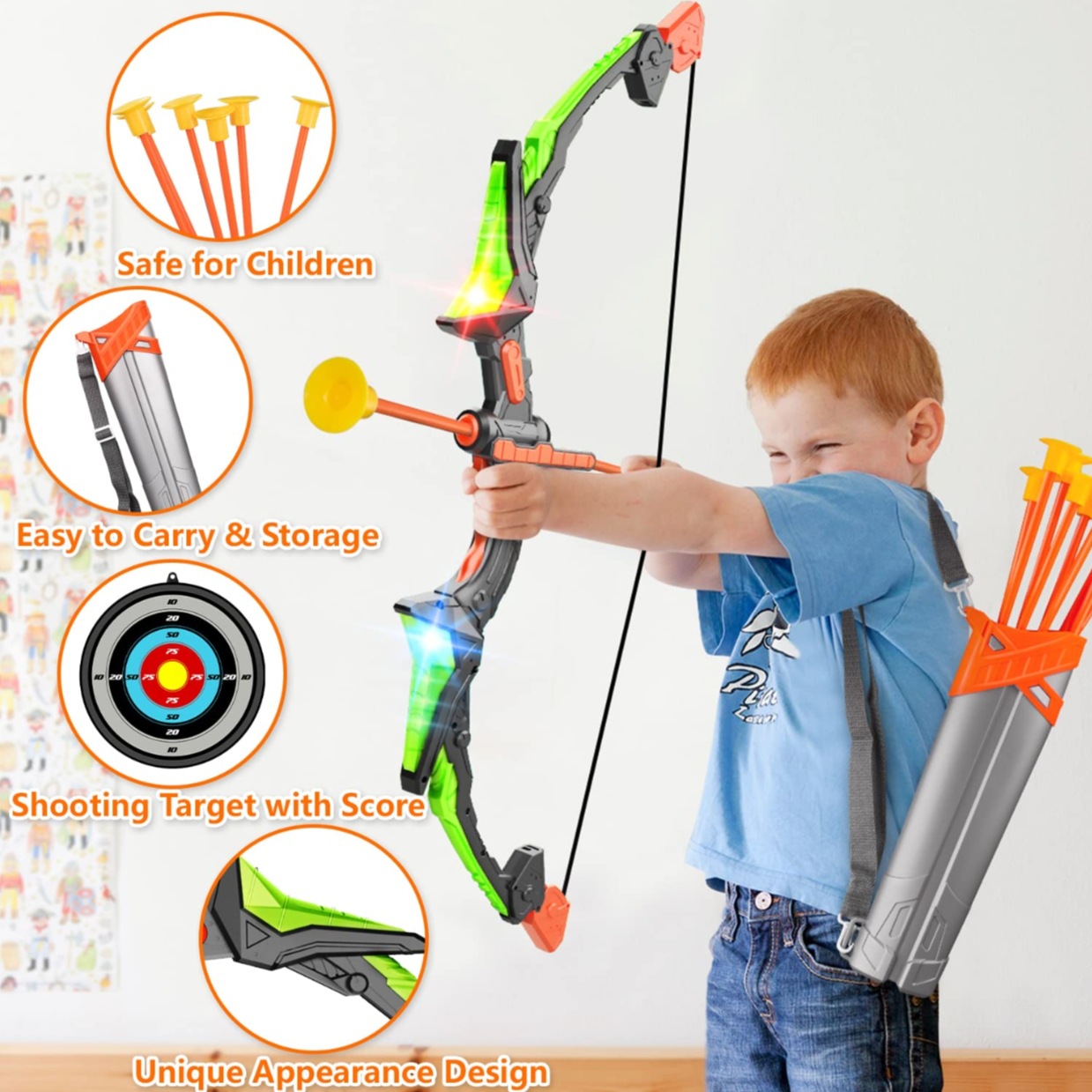子供用アーチェリーセット 弓矢 光る吸盤ターゲット 屋外射撃 - Kids Outdoor Archery Set のレビューと価格