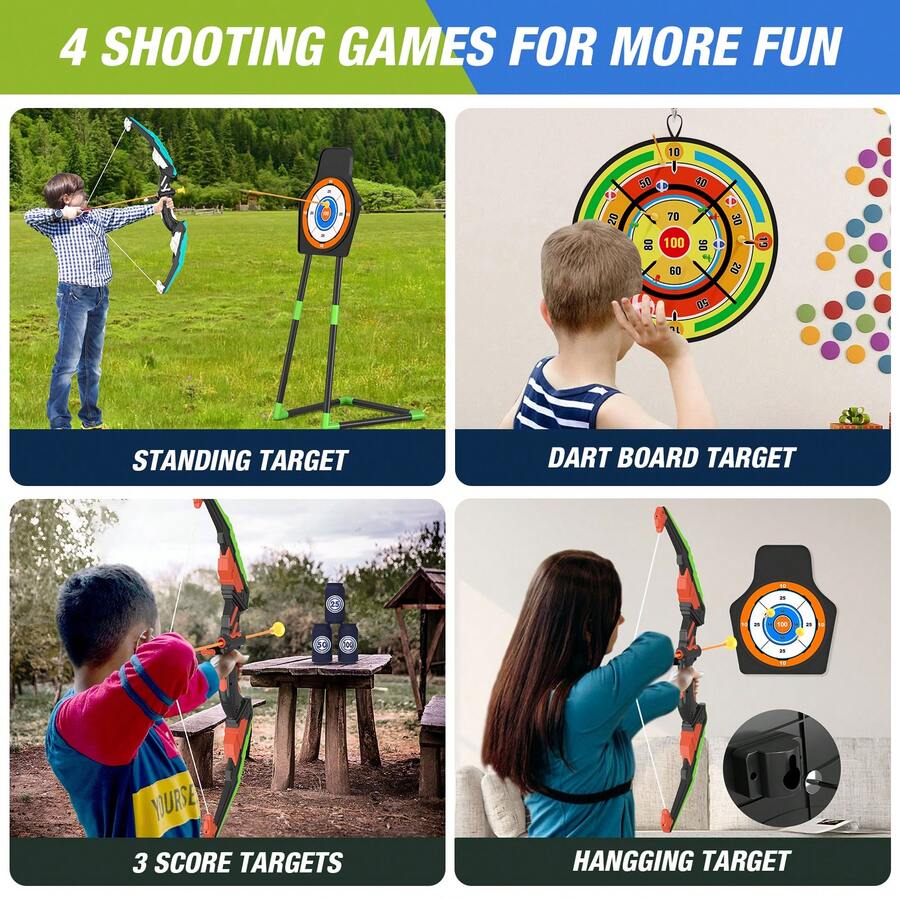 2パック子供用弓矢セット、29インチ大型ダーツボード付き、L - Kids Outdoor Archery Set のレビューと価格