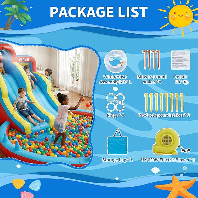 オールシーズン対応8in1インフレータブルウォーターパーク  - Kids Outdoor Water Slide のレビューと価格