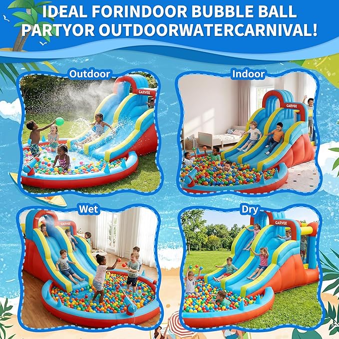 オールシーズン対応8in1インフレータブルウォーターパーク  - Kids Outdoor Water Slide のレビューと価格