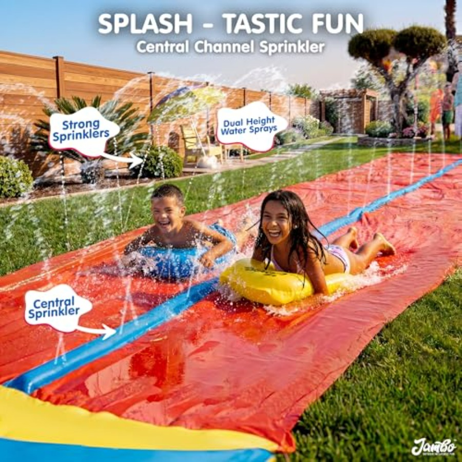 子供用屋外裏庭ウォータースライド：頑丈なPVC製、青と黄色、 - Kids Outdoor Water Slide のレビューと価格