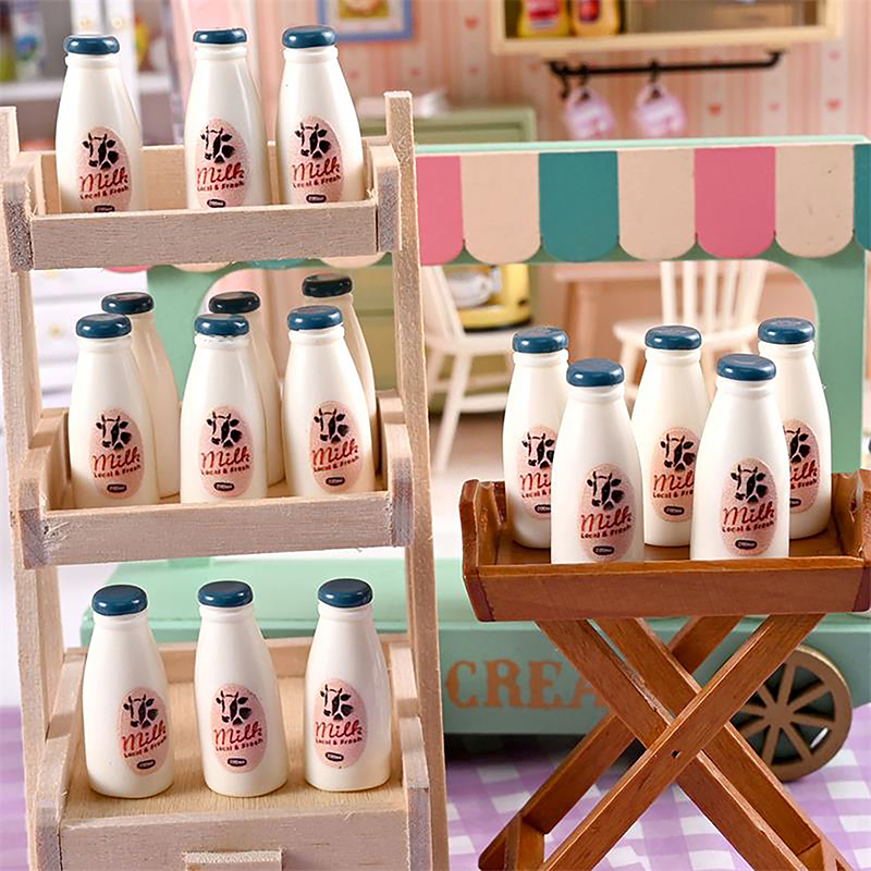 5/10 個ミニチュア食品モデルおもちゃ牛乳瓶ドリンクドール - Kids Outdoor Mud Kitchen Accessories のレビューと価格
