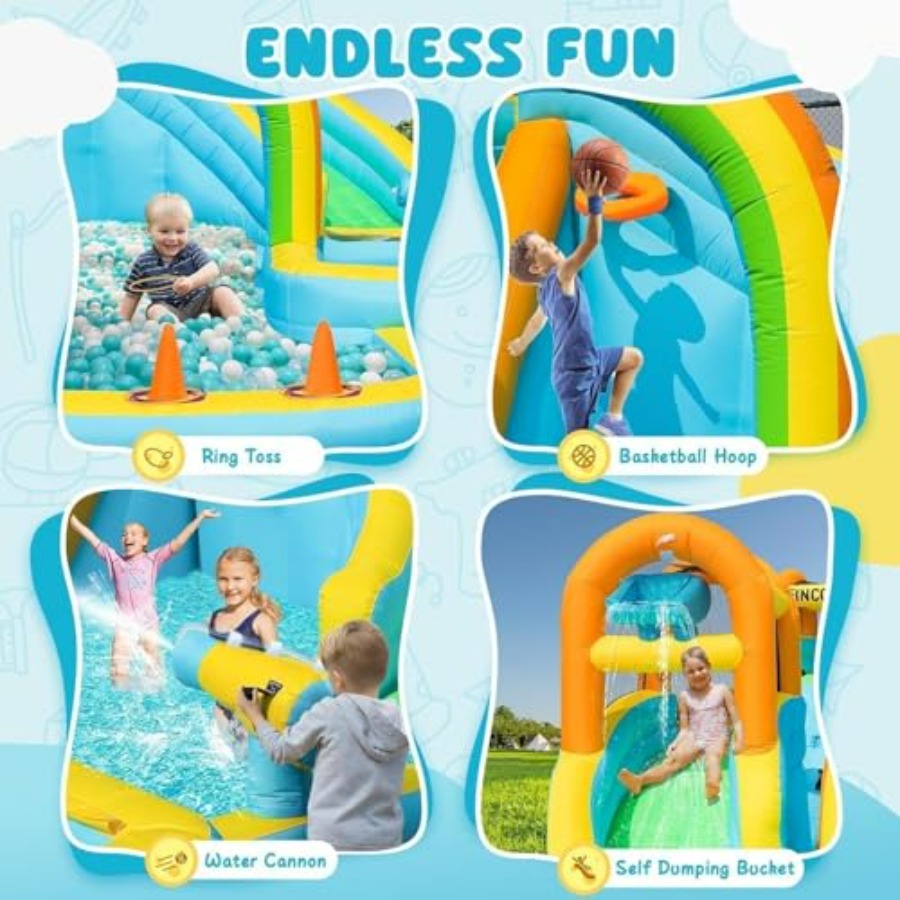 裏庭用屋外インフレータブルウォータースライド（子供用）、スプ - Kids Outdoor Water Slide のレビューと価格