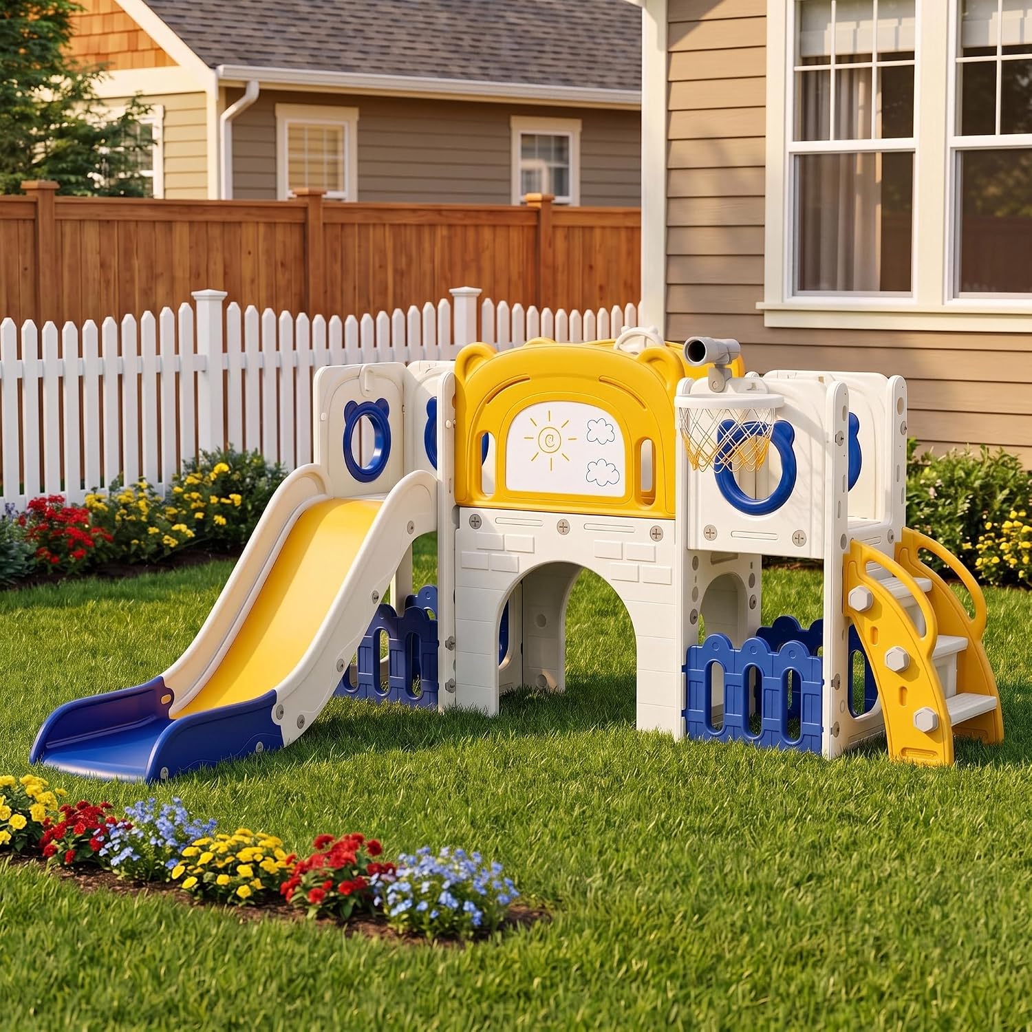 10 in 1幼児用滑り台セット、子供用クライマープレイセッ - Kids Outdoor Toys B&Q のレビューと価格