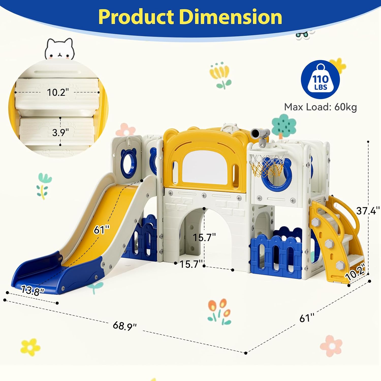10 in 1幼児用滑り台セット、子供用クライマープレイセッ - Kids Outdoor Toys B&Q のレビューと価格