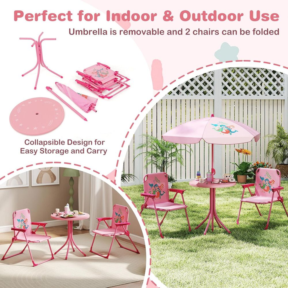 子供用ピクニックテーブル、子供用屋外テーブル（折りたたみ椅子 - Kids Outdoor Table And Chairs With Umbrella のレビューと価格