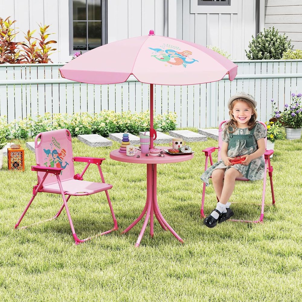 子供用ピクニックテーブル、子供用屋外テーブル（折りたたみ椅子 - Kids Outdoor Table And Chairs With Umbrella のレビューと価格