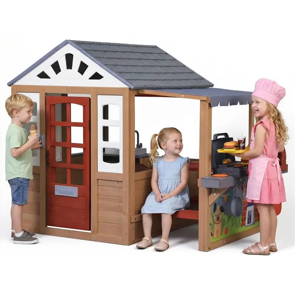 子供用屋外木製プレイハウス、CeWoodenプレイハウス、3 - Kids Outdoor Wooden Playhouse のレビューと価格