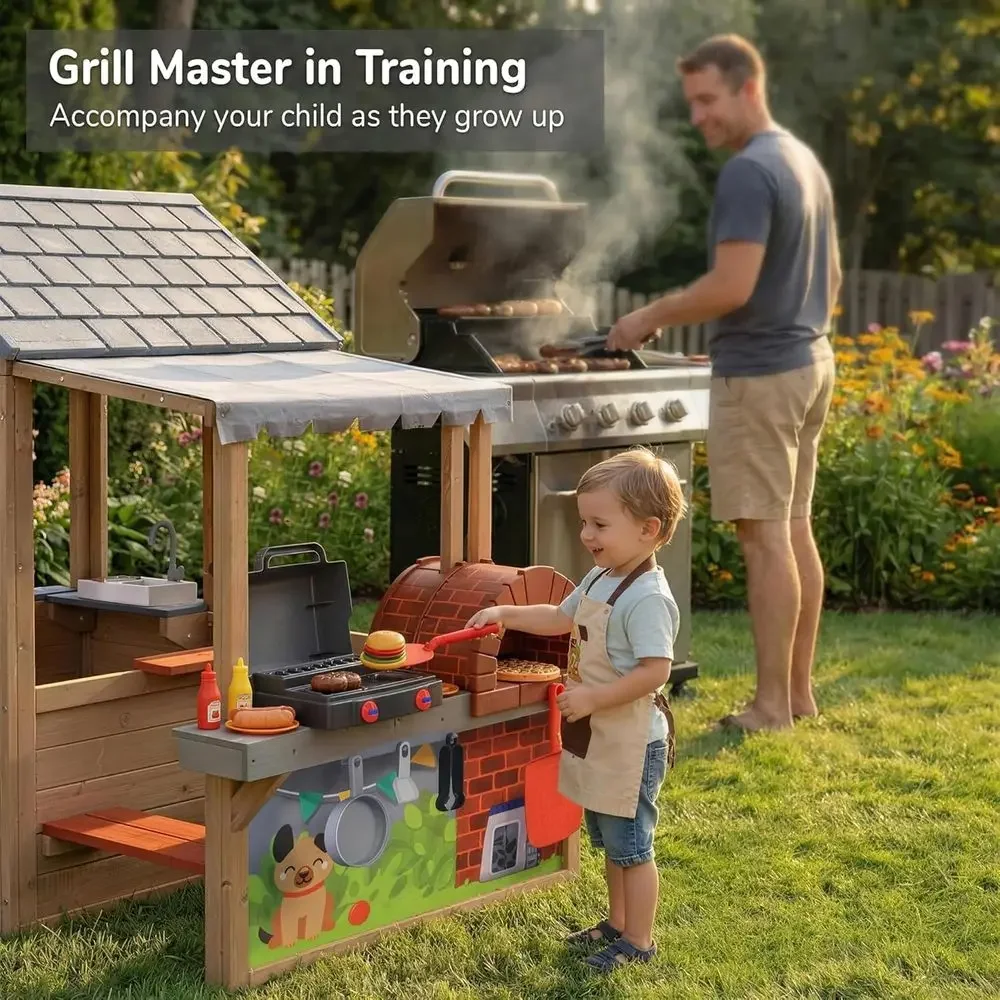 子供用屋外木製プレイハウス、CeWoodenプレイハウス、3 - Kids Outdoor Wooden Playhouse のレビューと価格