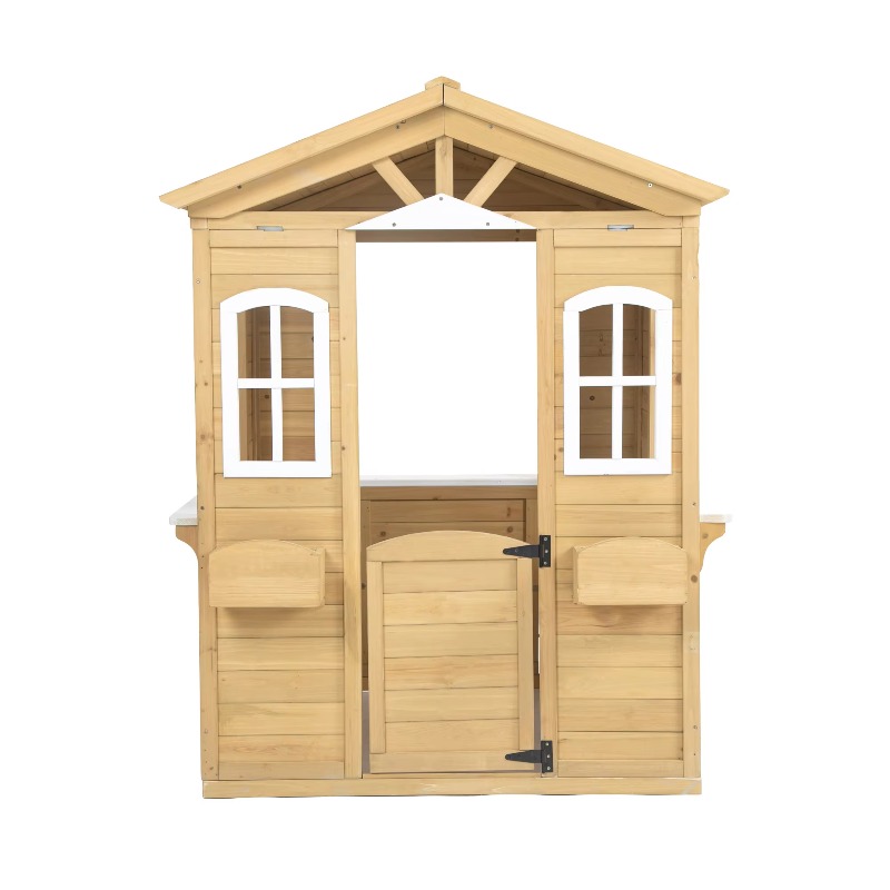 モダンでクラシックな木製キッズプレイハウス、屋外家具、開閉可 - Kids Outdoor Wooden Playhouse のレビューと価格