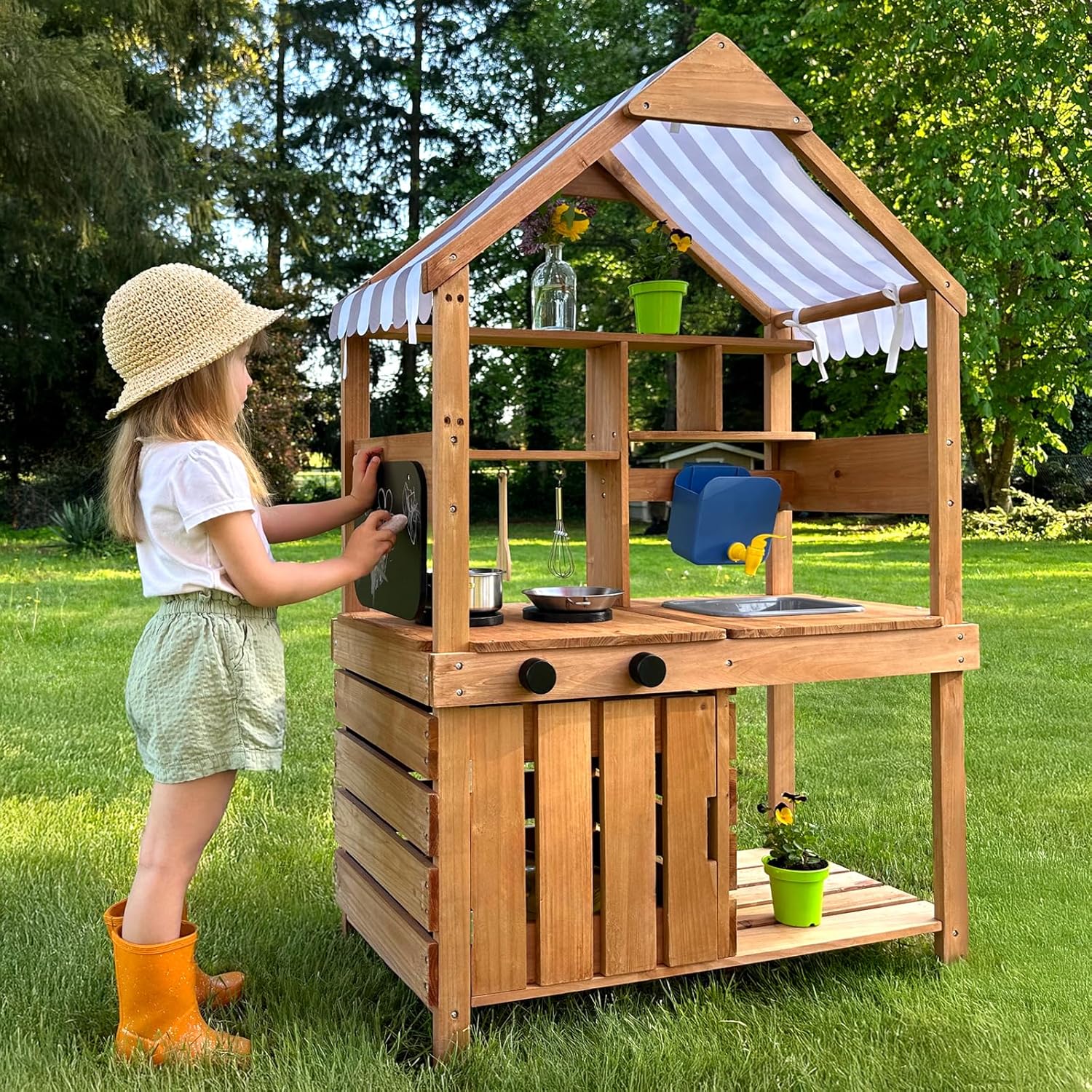 # 泥だらけキッチン屋外プレイセットキャノピー黒板ガーデンツ - Kids Outdoor Mud Kitchen のレビューと価格