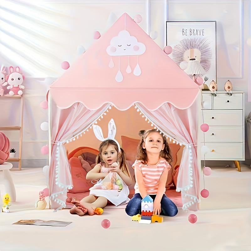 大型ピンク色の女の子＆男の子用キャッスルプレイテント、頑丈な - Kids Outdoor Hideout のレビューと価格