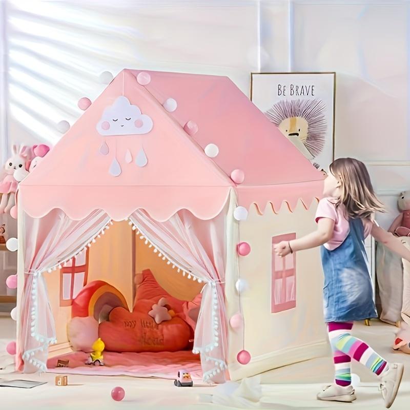 大型ピンク色の女の子＆男の子用キャッスルプレイテント、頑丈な - Kids Outdoor Hideout のレビューと価格